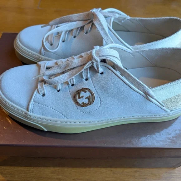 Gucci Women's Pelle Gomma White Sneakers | NWT - Picture 4 of 8
